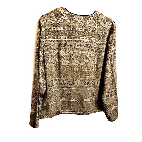 Asian Women Lite Jacket Size 18 Gold Black Semi Shinny Long Slvs Dressy Elegant - Picture 2 of 10